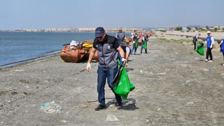 Hövsan qəsəbəsinin Xəzər dənizi sahilində ümumrespublika təmizlik aksiyası keçirilib