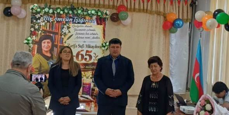 Suraxanı rayonu, Hövsan qəsəbəsi 196 nömrəli tam orta ümumtəhsil məktəbinin Azərbaycan dili və ədəbiyyat müəllimi, şair, publisist Azərbaycan Yazıçılar Birliyinin və Jurnalistlər Birliyinin üzvü, "Qızıl Qələm", " Vicdanlı Qələm", "Xurşidbanu Natəvan" mükafatı laureatı, Prezident mükafatçısı Zərifə Sufi Mikayılovanın 65 illik yubileyi keçirilib